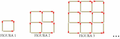 Sequência de quadrados com palitos