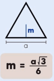 Base Triangular (Equilátero): O apótema m é dado po