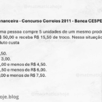 Cálculo de preço unitário CESPE, regra de três simples Correios, interpretação de problemas de compras banca CESPE, matemática financeira em concursos,