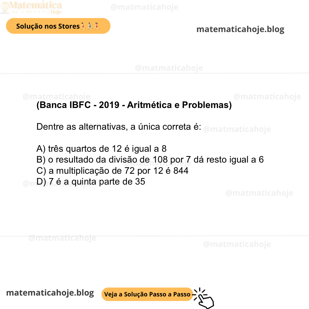 Matemática Banca IBFC: Aritmética e Problemas – Questão Comentada