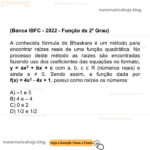 (Banca IBFC - 2022 - Função de 2º Grau) A conhecida fórmula de Bhaskara é um método para encontrar raízes reais de uma função quadrática. No processo deste método as raízes são encontradas fazendo uso dos coeficientes das equações no formato, y = ax2 + bx + c com a, b, c ∈ R (números reais) e ainda a ≠ 0. Sendo assim, a função dada por f(x) = 4x2 - 4x + 1, possui como raízes os números: A) –1 e 3 B) 4 e – 4 C) 0 e 2 D) 1/2 e 1/2