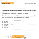 (Banca VUNESP - Nível Fundamental - 2020 - Geometria Plana) A figura a seguir representa a planta de um galpão. Considerando que a área útil desse galpão corresponde a 4/5 da área representada na figura, a sua área útil é igual a A) 18,0 m2 . B) 18,2 m2 . C) 20,0 m2 . D) 22,0 m2 . E) 22,2 m2 .