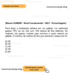 (Banca VUNESP - Nível Fundamental - 2021 - Porcentagem) Para fazer a instalação elétrica em um galpão, um eletricista gastou 75% de um rolo com 160 metros de fios elétricos. Do restante, ele gastou metade para iluminar a parte externa do galpão. O número de metros de fios que sobraram nesse rolo foi A) 20. B) 30. C) 40. D) 50. E) 60.