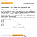 (Banca VUNESP - Nível Médio - 2023 - Geometria Plana) A figura a seguir, desenhada fora de escala é a representação de uma trilha de caminhada. O início da trilha é no ponto A, seguindo para B, depois C, D, E, e finalmente termina chegando novamente em A. Os polígonos CDE e ABE são triângulos retângulos. O trecho AB mede 3 km, o trecho BC mede 8 km, o trecho DE mede 5 km, o trecho BE mede 4 km. Uma pessoa que completar essa trilha terá percorrido uma distância, em km, de A) 32. B) 34. C) 35. D) 37. E) 41.