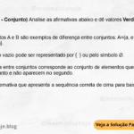 (IBFC - 2019 - Conjunto) Analise as afirmativas abaixo e dê valores Verdadeiro (V) ou Falso (F). ( ) Os conjuntos A e B são exemplos de diferença entre conjuntos: A={a, e, i, o, u} B={u, o, i, e, a}. ( ) O conjunto vazio pode ser representado por { } ou pelo símbolo Ø. ( ) A diferença entre conjuntos corresponde ao conjunto de elementos que estão no primeiro conjunto e não aparecem no segundo. Assinale a alternativa que apresenta a sequência correta de cima para baixo. A) F, V, F B) V, F, V C) F, V, V D) V, V, F
