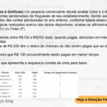 (IBFC - 2019 - Tabelas e Gráficos) Um pequeno comerciante decide avaliar como é o desempenho da carteira de dívidas (contas penduradas) de fregueses de seu estabelecimento. Sendo assim, analise o histórico de pagamentos das contas penduradas no ano anterior, conforme tabela abaixo. Tabela: Contas penduradas ao longo do ano anterior. Sobre as induções lógicas realizadas acerca dos dados disponíveis, analise as afirmativas abaixo e dê valores e Verdadeiro (V) ou Falso (F). ( ) Dívidas de valores entre R$100 e R$200 reais, quando pagas, demoram em média 1,75 meses para serem quitadas. ( ) Dívidas acima de R$ 200 têm o dobro de chances de não serem pagas que as dívidas entre R$ 100 e R$ 200. ( ) Dívidas menores que R$ 100 provavelmente serão pagas em menor tempo. Assinale a alternativa que apresenta a sequência correta de cima para baixo. A) V, V, V B) V, V, F C) F, V, V D) F, F, V