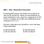 (IBFC - 2022 - Matemática Financeira) A empresa RST possui uma dívida com um banco no valor de R$ 320.000,00. Diante da impossibilidade de pagar totalmente à vista, negociou o pagamento de 30% no ato e o restante em 60 dias com incidência de juros compostos de 2% a.m. Assinale a alternativa que apresenta o valor total pago nessa negociação. A) R$ 233.049,60 B) R$ 329.049,60 C) R$ 322.560,00 D) R$ 418.560,00