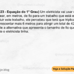 (IBFC - 2023 - Equação do 1° Grau) Um eletricista vai usar uma certa medida linear, em metros, de fio para um trabalho que está executando. Para concluir este trabalho, ele percebeu que terá que triplicar o tamanho do fio e acrescentar mais 6 metros para atingir um total de 42 metros de fio. Assinale a alternativa que apresenta o tamanho de fio que inicialmente o eletricista tinha. A) 10 m B) 15 m C) 12 m D) 16 m
