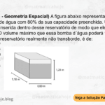 (IBFC - 2023 - Geometria Espacial) A figura abaixo representa um reservatório de água com 80% da sua capacidade preenchida. Uma bomba d´água será inserida dentro desse reservatório de modo que ele não transborde. O volume máximo que essa bomba d´água poderá ter para que ao inserir no reservatório realmente não transborde, é de: A) 0,6540 m3 B) 1,0560 m3 C) 0,8448 m3 D) 0,2112 m3 E) 1,3200 m3