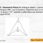 (IBFC - 2023 - Geometria Plana) No triângulo abaixo, o ponto P é o incentro do triângulo ABC, que é escaleno. Sabemos que a medida do ângulo B^PC é igual a 110º, assinale a alternativa que apresenta a medida do ângulo B^AC . A) 40º B) 20º C) 30º D) 50º