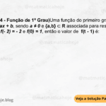 (IBFC - 2024 - Função de 1º Grau)Uma função do primeiro grau é definida como f(x) = ax + b, sendo a ≠ 0 e {a,b} ⊂ R associada para resolução da questão. Se f(- 2) = - 2 e f(0) = 1, então o valor de f(t - 1) é: A) 3t - 1/2 B) 2/3t + 1 C) 3t + 1/3 D) 3t + 3/2 E) 3t - ⅕