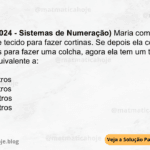 (IBFC - 2024 - Sistemas de Numeração) Maria comprou 22 metros de tecido para fazer cortinas. Se depois ela comprou mais 41 metros para fazer uma colcha, agora ela tem um total de tecido equivalente a: A) 65 metros B) 66 metros C) 61 metros D) 63 metros