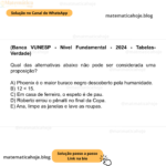 (Banca VUNESP - Nível Fundamental - 2024 - Tabelas-Verdade) Qual das alternativas abaixo não pode ser considerada uma proposição? A) Phoenix é o maior buraco negro descoberto pela humanidade. B) 12 < 15. C) Em casa de ferreiro, o espeto é de pau. D) Roberto errou o pênalti no final da Copa. E) Ana, limpe as janelas e lave as roupas.
