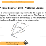 (Banca VUNESP - Nível Superior - 2020 - Problemas Lógicos) A figura a seguir é uma representação aproximada da região de Ilhabela em que as ruas Prof. Malaquias e Rondônia se encontram na Rio Grande do Sul: Considerando que na representação aproximada a Rua Maranhão e a Rua Pará são paralelas, o trecho da Rua Rondônia entre elas medirá A) 88 m. B) 106 m. C) 248 m. D) 290 m. E) 346 m.