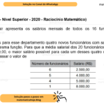 (Banca VUNESP - Nível Superior - 2020 - Raciocínio Matemático) A tabela a seguir apresenta os salários mensais de todos os 16 funcionários de um departamento. Serão contratados para esse departamento quatro novos funcionários com salários iguais, pois irão executar a mesma função. Para que a média salarial dos 20 funcionários não ultrapasse o valor de R$ 4.500,00, o maior salário possível para cada um desses quatro novos contratados não poderá ultrapassar o valor de A) R$ 6.250,00. B) R$ 6.750,00. C) R$ 7.000,00. D) R$ 7.250,00. E) R$ 7.500,00.