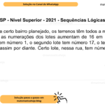 (Banca VUNESP - Nível Superior - 2021 - Sequências Lógicas) Em uma rua de certo bairro planejado, os terrenos têm todos a mesma largura, de forma que as numerações dos lotes aumentam de 16 em 16, ou seja: o primeiro lote tem número 1, o segundo lote tem número 17, o terceiro lote tem número 33, e assim por diante. Certo lote, nessa rua, tem número 561. Trata-se, então, do A) 34° lote. B) 35° lote. C) 36° lote. D) 37° lote. E) 38° lote.