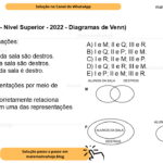 (Banca VUNESP - Nível Superior - 2022 - Diagramas de Venn) Considere as afirmações: I. Todos os alunos da sala são destros. II. Alguns alunos da sala são destros. III. Nenhum aluno da sala é destro. Observe as representações por meio de diagramas lógicos: A alternativa que corretamente relaciona cada afirmação com uma das representações propostas é A) I e M; II e Q; III e R. B) I e Q; II e P; III e M. C) I e R; II e M; III e P. D) I e Q; II e R; III e M. E) I e P; II e M; III e R.