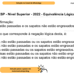 (Banca VUNESP - Nível Superior - 2022 - Equivalência Lógica) Considere a afirmação: ‘As camisas estão passadas e os sapatos não estão engraxados’. Uma afirmação que corresponde à negação lógica desta, é: A) As camisas não estão passadas ou os sapatos estão engraxados. B) As camisas não estão passadas e os sapatos estão engraxados. C) As camisas estão passadas ou os sapatos estão engraxados. D) Ou as camisas estão passadas ou os sapatos não estão engraxados. E) As camisas não estão passadas e os sapatos não estão engraxados.