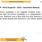 (Banca VUNESP - Nível Superior - 2022 - Geometria Básica) Comprei um terreno quadrado e em seguida comprei outro, retangular, cuja largura é igual ao lado do terreno quadrado, e o comprimento tem 3 metros a mais que a largura. Sabendo que a área total dos dois terrenos é de 324 m2 , a diferença entre as áreas desses dois terrenos é, em metros quadrados, igual a A) 38. B) 40. C) 36. D) 42. E) 44.