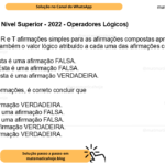 (Banca VUNESP - Nível Superior - 2022 - Operadores Lógicos ) Considere N, P, Q, R e T afirmações simples para as afirmações compostas apresentadas a seguir. Considere também o valor lógico atribuído a cada uma das afirmações compostas. I. Se N, então P. Esta é uma afirmação FALSA. II. Se Q, então R. Esta é uma afirmação FALSA. III. Se P, então T. Esta é uma afirmação VERDADEIRA. A partir dessas informações, é correto concluir que A) N e R é uma afirmação VERDADEIRA. B) Se R, então N é uma afirmação FALSA. C) Se Q, então T é uma afirmação FALSA. D) Q ou T é uma afirmação VERDADEIRA. E) P e Q é uma afirmação VERDADEIRA.