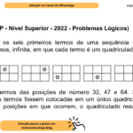 (Banca VUNESP - Nível Superior - 2022 - Problemas Lógicos) A seguir estão os seis primeiros termos de uma sequência cíclica desses seis termos, infinita, em que cada termo é um quadriculado com uma bolinha. Identifique os termos das posições de número 32, 47 e 64. Se as bolinhas desses termos fossem colocadas em um único quadriculado, nas respectivas posições em que ocorrem, o quadriculado resultante seria