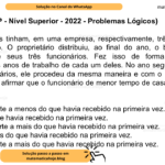 (Banca VUNESP - Nível Superior - 2022 - Problemas Lógicos) Três funcionários tinham, em uma empresa, respectivamente, três, dois e um ano de trabalho. O proprietário distribuiu, ao final do ano, o bônus de R$ 18.000,00 entre seus três funcionários. Fez isso de forma diretamente proporcional aos anos de trabalho de cada um deles. No ano seguinte, com os mesmos funcionários, ele procedeu da mesma maneira e com o mesmo valor. Assim, é correto afirmar que o funcionário de menor tempo de casa recebeu, na segunda vez, A) uma terça parte a menos do que havia recebido na primeira vez. B) metade do que havia recebido na primeira vez. C) uma sexta parte a mais do que havia recebido na primeira vez. D) metade a mais do que havia recebido na primeira vez. E) uma terça parte a mais do que havia recebido na primeira vez.