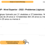 (Banca VUNESP - Nível Superior - 2022 - Problemas Lógicos) Considere um grupo formado por 31 skatistas e 27 bateristas. Nesse grupo, 15 pessoas têm mais de 25 anos e 12 bateristas têm 25 anos ou menos. O número de skatistas com 25 anos ou menos é A) 16. B) 31. C) 27. D) 19. E) 24.