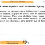 (Banca VUNESP - Nível Superior - 2022 - Problemas Lógicos) Em um acampamento, as pessoas foram divididas em 3 grupos. O grupo de crianças, com 44 pessoas, o grupo de jovens, com 37 pessoas, e o grupo de adultos, com 60 pessoas. Para uma atividade todas essas pessoas serão chamadas pelo nome, mas sem uma ordem definida. O menor número de pessoas que devem ser chamadas para garantir que já foram chamadas 2 crianças é A) 4. B) 99. C) 6. D) 49. E) 60.