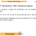 (Banca VUNESP - Nível Superior - 2022 - Sequências Lógicas) A sequência de números a seguir foi construída com um padrão lógico e é uma sequência ilimitada: 1, 2, 3, 4, 5, 10, 11, 12, 13, 14, 15, 20, 21, 22, 23, 24, 25, 30, 31, 32, 33, 34, 35, 40, .... A partir dessas informações, identifique o termo da posição 74 e o termo da posição 95. A soma destes dois termos é igual a A) 277. B) 244. C) 255. D) 266. E) 233.