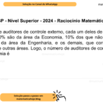 (Banca VUNESP - Nível Superior - 2024 - Raciocínio Matemático) De um grupo de auditores de controle externo, cada um deles de uma única área, sabe-se que 20% são da área da Economia, 10% dos que não são da área da Economia são da área da Engenharia, e os demais, que corresponde a 180 agentes, são de outras áreas. Logo, o número de auditores de controle externo da área da Economia é A) 60. B) 55. C) 50. D) 45. E) 40.
