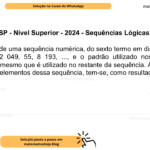 (Banca VUNESP - Nível Superior - 2024 - Sequências Lógicas) Os elementos de uma sequência numérica, do sexto termo em diante, são 31, 129, 39, 513, 47, 2 049, 55, 8 193, ..., e o padrão utilizado nos cinco primeiros elementos é o mesmo que é utilizado no restante da sequência. Adicionando-se os dois primeiros elementos dessa sequência, tem-se, como resultado, A) 24. B) 22. C) 20. D) 18. E) 16.