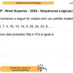 (Banca VUNESP - Nível Superior - 2024 - Sequências Lógicas) A sequência de números a seguir foi criada com um padrão matemático. 2, 4, 3, 2, 3, 9, 8, 7, 4, 16, 15, 14, 5, 25, 24, 23, 6, ... A soma dos termos das posições 38a e 47a é igual a A) 286. B) 287. C) 288. D) 289. E) 290.