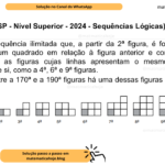 (Banca VUNESP - Nível Superior - 2024 - Sequências Lógicas) Considere a sequência ilimitada que, a partir da 2ª figura, é formada com o acréscimo de um quadrado em relação à figura anterior e com um padrão lógico. Analise as figuras cujas linhas apresentam o mesmo número de quadrados entre si, como a 4ª, 6ª e 9ª figuras. No intervalo entre a 170ª e a 190ª figuras há uma dessas figuras e ela está na posição A) 176ª. B) 178ª. C) 180ª. D) 182ª. E) 184ª.