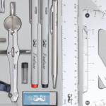 Conjunto de geometria Mr. Pen Kit de geometria 15 peças Ferramentas de desenho geométrico Instrumentos de geometria para estudantes Kit de bússola e régua Conjunto de desenho técnico Instrumentos de precisão para artistas Kit de ferramentas de desenho Material escolar de alta qualidade Ferramentas de medição e desenho