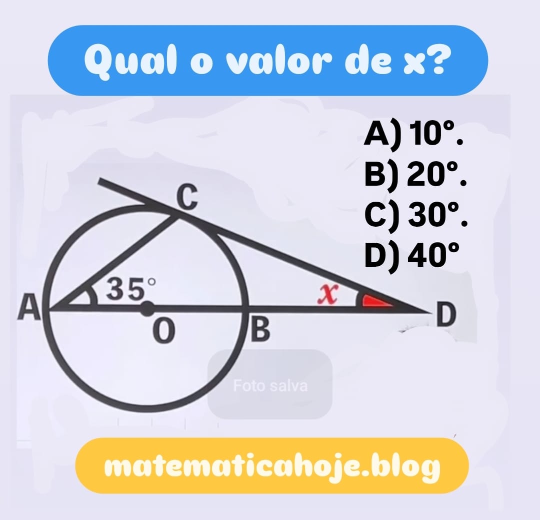Determinação de ângulos em figuras geométricas. Exercício resolvido sobre ângulos no círculo. Geometria plana: Ângulos em um círculo com triângulos. Propriedade dos ângulos inscritos e centrais. Triângulos e diâmetros: Questão de ângulos no círculo.