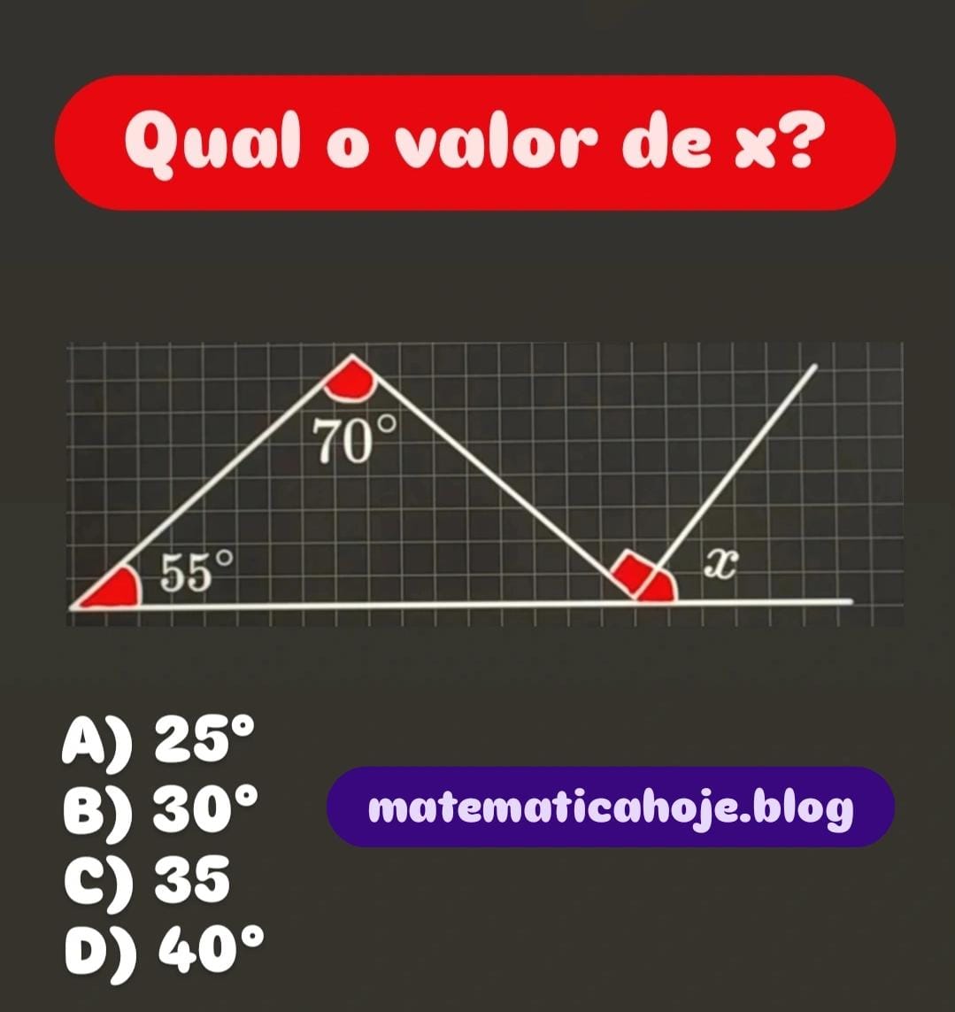 Como calcular o ângulo x de um triângulo? Como determinar o valor de x no triângulo? Como descobrir o valor de um ângulo no triângulo? Como descobrir o valor do x?