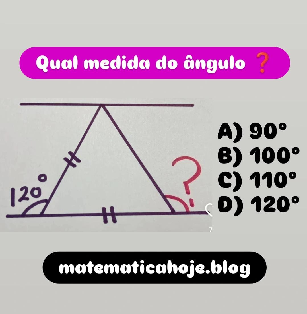 Ângulo externo e interno Geometria básica Exercício de triângulo Desafio de ângulos Como calcular ângulos em triângulos Triângulos para concursos Questão resolvida de geometria