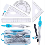 it de Geometria Matemática Yunqing Conjunto de ferramentas geométricas Bússolas de metal para desenho Régua e transferidor de alta precisão Ferramentas geométricas para estudantes Conjunto de geometria durável Estojo inquebrável para geometria Material escolar para matemática Triângulos para desenhos técnicos Kit de geometria completo para profissionais