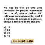 No jogo de loto, de uma urna contendo 90 pedras numeradas de 1 a 90, quatro pedras são retiradas sucessivamente; qual é o número de extrações possíveis, tal que a terceira pedra seja 80?