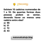 Existem 10 cadeiras numeradas de 1 a 10. De quantas formas duas pessoas podem se sentar, devendo haver ao menos uma cadeira entre elas?