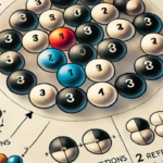 Aqui está uma ilustração educativa que explica o conceito de permutação circular com repetição, utilizando o exemplo de bolas pretas e brancas organizadas em um círculo. Ela destaca como as repetições e rotações influenciam o número de arranjos distintos.