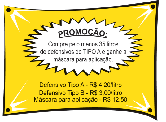 Cartaz de promoção com preços de defensivos