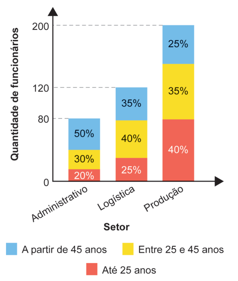 Gráfico de distribuição de funcionários por faixa etária