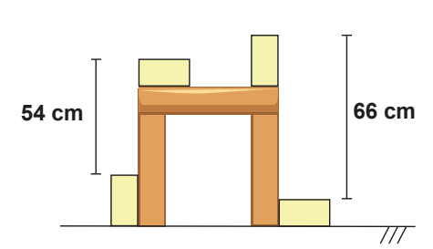 Figura com blocos sobre a mesa e medidas de altura