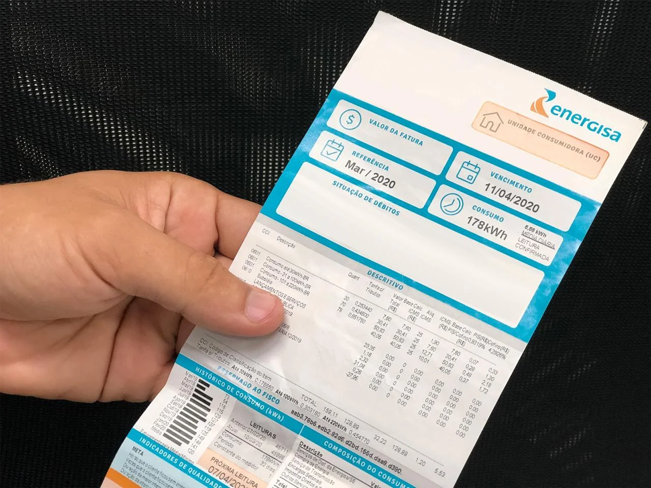 Exemplo de conta de luz
