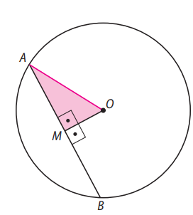 Circunferência com corda AB e segmento OM