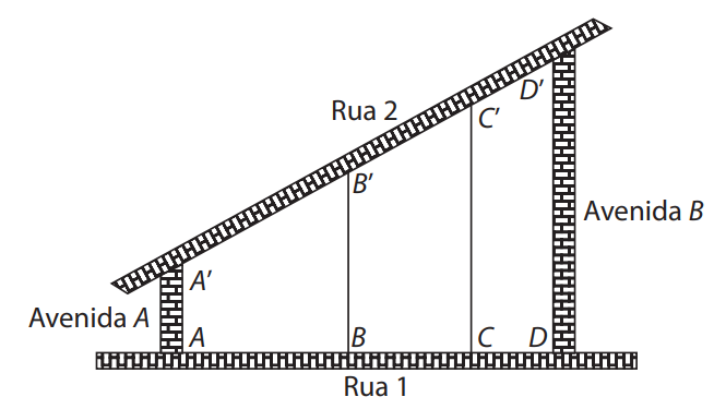Área em formato de trapézio entre avenidas e ruas