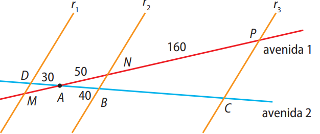 Exercício quarteirões Teorema de Tales