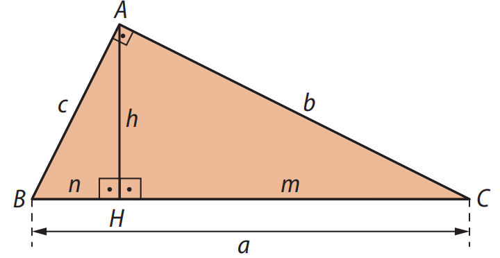 Triângulo com altura e projeções