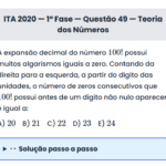 Matemática ITA 2020: Questão 49 — 1ª Fase